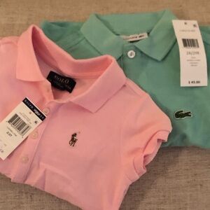 Polo by Ralph Lauren Kids Pink and Lacoste Mint Green Shirts NWT